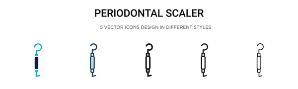 Значок Пародонтального Скалера Заполненной Тонкой Строке Контуре Стиле Штриха Векторная — стоковый вектор