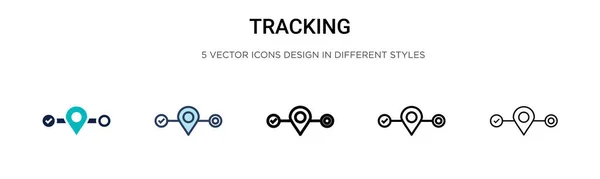 塗りつぶし 細い線 アウトライン ストロークスタイルでアイコンを追跡します 2色と黒の追跡ベクトルアイコンのベクトルイラストは モバイル Webに使用することができます — ストックベクタ
