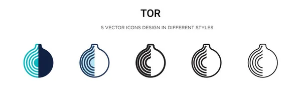 Иконка Tor Заполнена Тонкая Линия Контур Стиль Штриха Векторная Иллюстрация — стоковый вектор