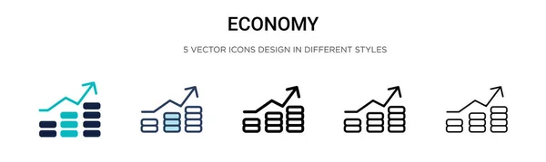 Economy Icon Filled Thin Line Outline Stroke Style Vector Illustration — Stock Vector