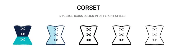 Fűző Ikon Töltött Vékony Vonal Körvonal Stroke Stílusban Vektor Illusztráció — Stock Vector