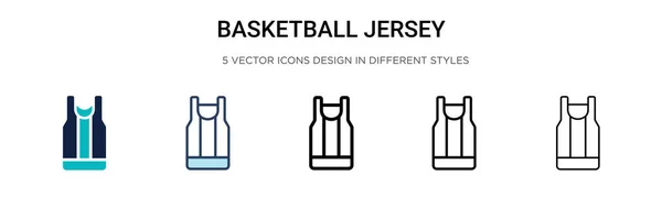 Basketball jersey icon in filled, thin line, outline and stroke style. Vector illustration of two colored and black basketball jersey vector icons designs can be used for mobile, ui, web