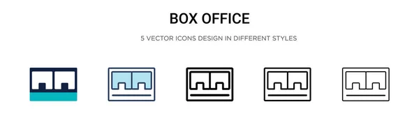 Box office icon in filled, thin line, outline and stroke style. Vector illustration of two colored and black box office vector icons designs can be used for mobile, ui, web