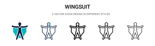 Ref Wingsuit Иконка Заполненной Тонкой Линии Контур Стиль Штриха Векторная — стоковый вектор