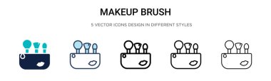Makyaj fırçası simgesi dolu, ince çizgi, özet ve vuruş stili. Mobil, ui, web için iki renkli ve siyah makyaj fırçası vektör ikonu tasarımı vektör illüstrasyonu kullanılabilir