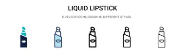 Sıvı ruj simgesi doldurulmuş, ince çizgi, taslak ve vuruş stili. Mobil, ui, web için iki renkli ve siyah sıvı ruj vektör simgesi tasarımı vektör illüstrasyonu kullanılabilir