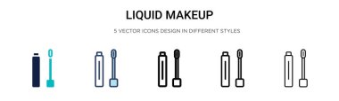 Sıvı makyaj ikonu doldurulmuş, ince çizgi, özet ve vuruş stili. Mobil, ui, web için iki renkli ve siyah sıvı makyaj vektör ikonu tasarımı vektör illüstrasyonu kullanılabilir