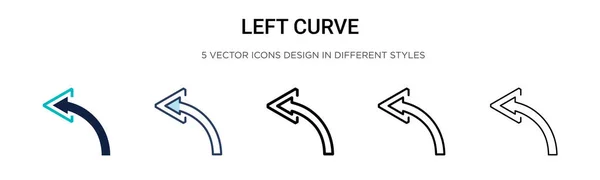 Left Curve Icon Filled Thin Line Outline Stroke Style Vector — Stock Vector