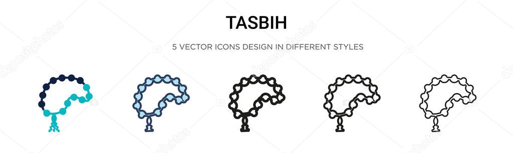 Tasbih icon in filled, thin line, outline and stroke style. Vector illustration of two colored and black tasbih vector icons designs can be used for mobile, ui, web