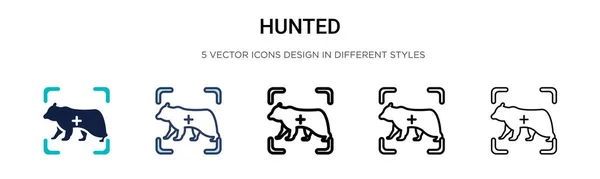 Охота Значок Заполненной Тонкой Линии Контур Стиль Штриха Векторная Иллюстрация — стоковый вектор