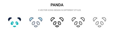 Panda ikonu doldurulmuş, ince çizgi, özet ve vuruş stili. İki renkli ve siyah panda vektör ikonu tasarımı mobil, ui, web için kullanılabilir