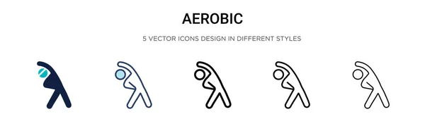 Aerobic icon in filled, thin line, outline and stroke style. Vector illustration of two colored and black aerobic vector icons designs can be used for mobile, ui, web