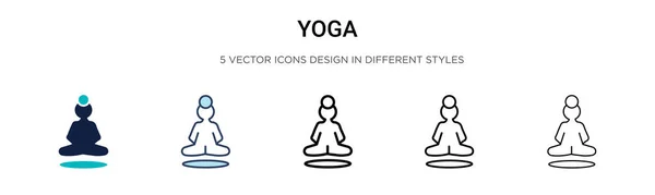 Yoga icon in filled, thin line, outline and stroke style. Vector illustration of two colored and black yoga vector icons designs can be used for mobile, ui, web