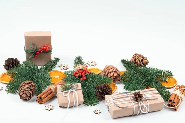 Natural and zero waste christmas composition. — Stock Photo, Image