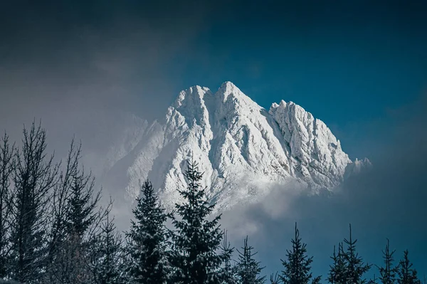 Vita berg, vinter snöig foto, Stora majestätiska steniga kullar, Höga Tatra, Slovakien — Stockfoto