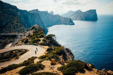 Cap de Formentor. Famous Cycling road at Mallorca, Majorca, Spain. clipart