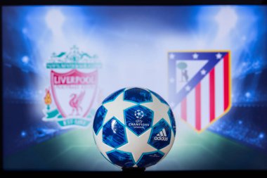 Liverpool, İngiltere, Aralık. 16 yaşında. 2019: Liverpool (Eng) vs Atl?? tico Madrid (Esp). Uefa Şampiyonlar Ligi 2020, Ucl futbolu, Knockout sahnesi, playoff, resmi Adidas futbol topu 2020.