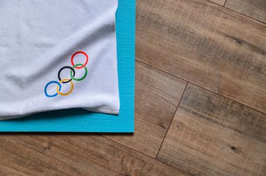 Tokyo, Japonya, Ocak. - 20. 2020: Olimpiyat arka planı, beyaz düzenleme alanı