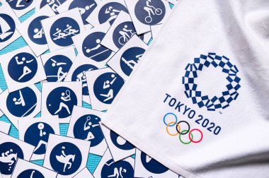 Tokyo, Japonya, Ocak. - 20. 2020: Yaz olimpiyatları arka planı
