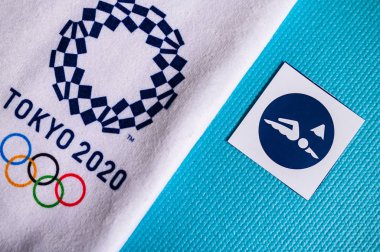 Tokyo, Japonya, Ocak. - 20. 2020: Tokyo 2020 Yaz Olimpiyatları için Maraton Yüzme Pictogramı