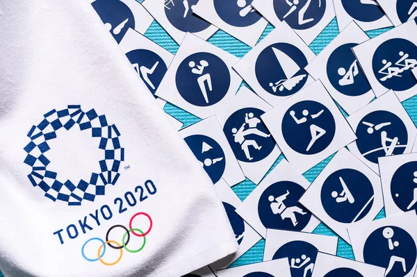 TOKYO, JAPAN, JANUARY. 20. 2020: Jocul olimpic de vară, logo-ul și pictograma — Fotografie, imagine de stoc