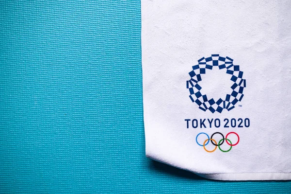TOKYO, JAPAN, JANUARY. 20. 2020: Jocul Olimpic 2020 Șablon, Spațiu de editare albastră, Tokyo 2020 Fundal — Fotografie, imagine de stoc