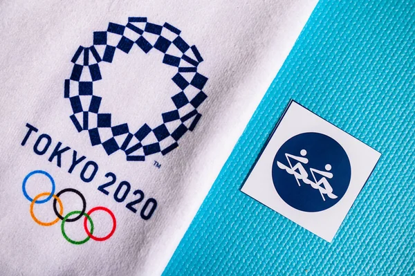 TOKYO, JAPAN, JANUARY. 20 tahun. 2020: Rowing, pictogram untuk pertandingan olimpiade musim panas Tokyo 2020 — Stok Foto