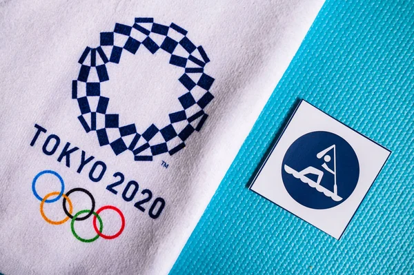 TOKYO, JAPAN, JANUARY. 20 tahun. 2020: Canoe Sprint Pictogram untuk pertandingan olimpiade musim panas Tokyo 2020 — Stok Foto