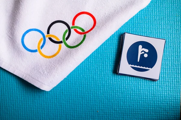TOKYO, JAPAN, JANUARY. 20 tahun. 2020: Diving pictogram untuk pertandingan olimpiade musim panas Tokyo 2020 — Stok Foto