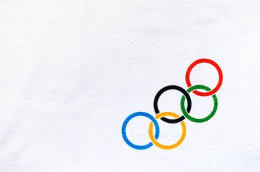 Tokyo, Japonya, Ocak. - 20. 2020: Olimpiyat Oyunları arka planı, beyaz düzenleme alanı