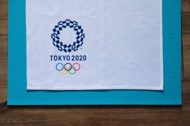 Tokyo, Japonya, Ocak. - 20. 2020: Tokyo 2020 logosu, yaz olimpiyatları, beyaz zemin