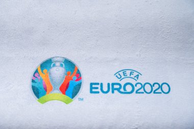 Paris, Fransa, Ocak. - 20. 2020: Uefa Euro 2020 metin, beyaz düzenleme alanı
