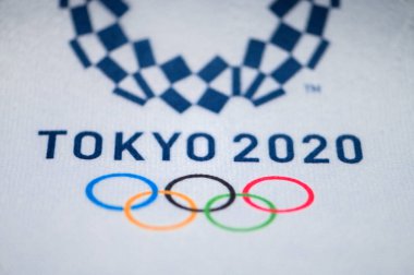 Tokyo, Japonya, Ocak. - 20. 2020: logo Tokyo 2020 Olimpiyat şablonu modern çember