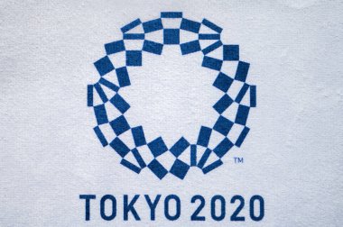 Tokyo, Japonya, Ocak. - 20. 2020: logo Tokyo 2020 Olimpiyat şablonu modern çember