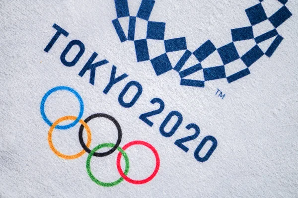 TOKYO, JAPAN, JANUARY. 20. 2020: Tokyo 2020, detalii despre logo-ul oficial — Fotografie, imagine de stoc