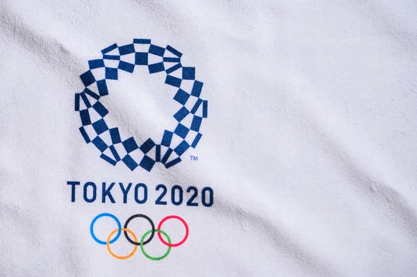 Tokio, Japan, Januar. 20. 2020: olympischer Hintergrund, weißer Bearbeitungsraum, Sommerspiele Japan Tokio 2020 — Stockfoto