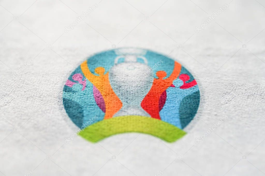 MADRID, SPAIN, APRIL. 25. 2020: Euro 2020, official logo, white edit space