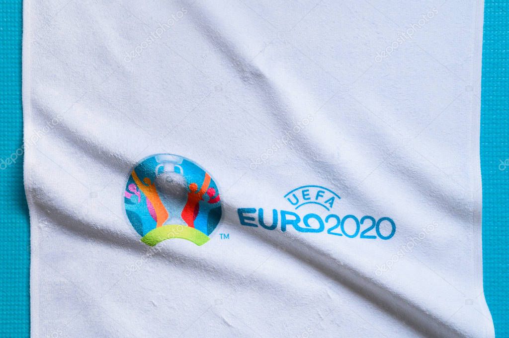 PARIS, FRANCE, JANUARY. 20. 2020: Euro 2020, official logo, white edit space