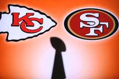 Miami, Florida, Usa, 20 Ocak. 2020: Super Bowl Liv, 54. Super Bowl, Kansas City Chiefs 'e karşı. San Francisco 49 'lular Miami' deki Hard Rock Stadyumu 'nda.