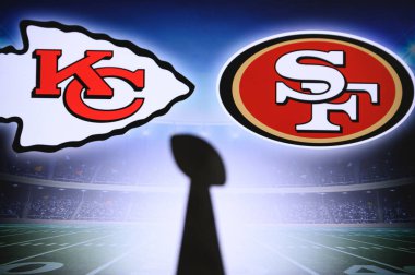 Miami, Florida, Usa, 20 Ocak. 2020: Super Bowl Liv, 54. Super Bowl, Kansas City Chiefs 'e karşı. San Francisco 49 'lular Miami' deki Hard Rock Stadyumu 'nda.