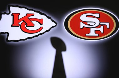 Miami, Florida, Usa, 20 Ocak. 2020: Super Bowl Liv, 54. Super Bowl, Kansas City Chiefs 'e karşı. San Francisco 49 'lular Miami' deki Hard Rock Stadyumu 'nda.