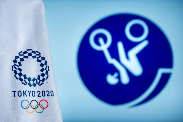 Du, JAPAN, FEBRUARY. 14 år. 2020: Sykling BMX Freestyle icon for sommerolympisk spill i Tokyo 2020 – stockfoto