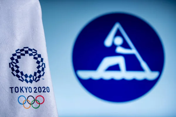 TOKYO, Japani, FEBRUARY. 14 vuotta. 2020: Canoe Sprint ikoni kesäolympialaisiin Tokiossa 2020 — kuvapankkivalokuva