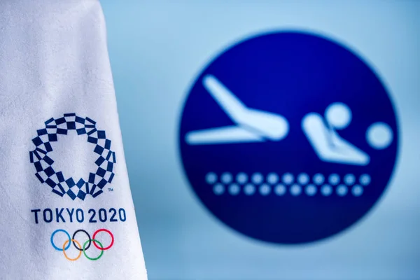 TOKYO, Japani, FEBRUARY. 14 vuotta. 2020: Beach Lentopallo ikoni kesäolympialaisten peli Tokiossa 2020 — kuvapankkivalokuva
