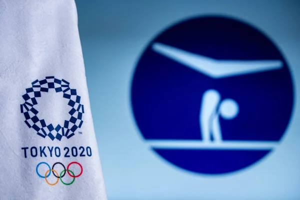 Tokio, Japan, februari. 14. 2020: Artistieke Gymnastiek icoon voor Olympische zomerspelen in Tokyo 2020 — Stockfoto