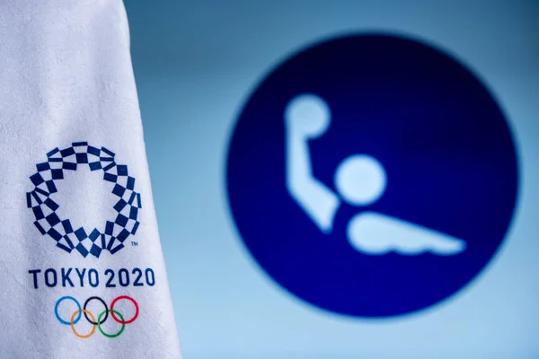 TOKYO, JAPON, FEVRIER. 14. 2020 : icône du water-polo pour le jeu olympique d'été à Tokyo 2020 — Photo