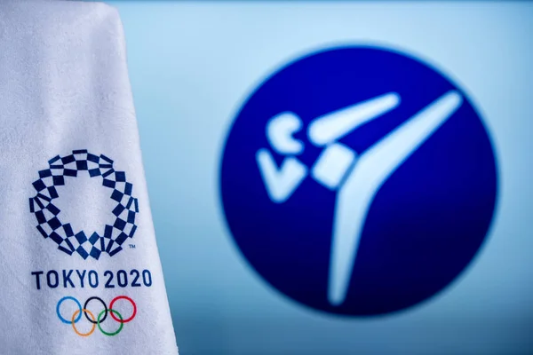 Det er mig, der har sagt det. Det er mig. 14. 2020: Taekwondo ikon for sommer olympiske spil i Tokyo 2020 - Stock-foto