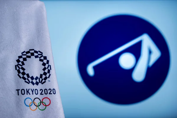 Tokio, Japan, februari. 14. 2020: Golf icoon voor Olympische zomerspelen in Tokyo 2020 — Stockfoto