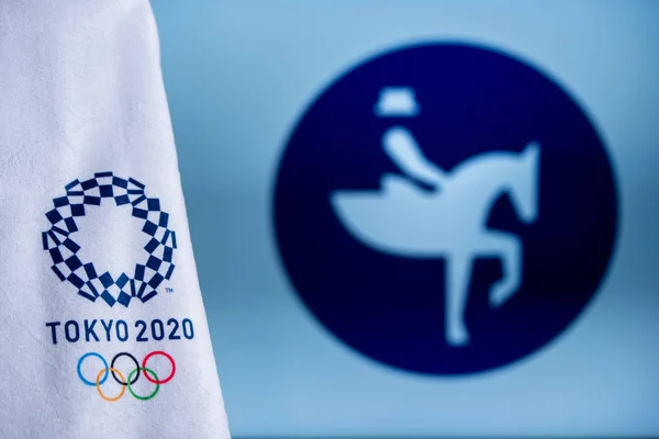 TOKYO, JAPON, FEVRIER. 14. 2020 : icône du dressage équestre pour le jeu olympique d'été à Tokyo 2020 — Photo