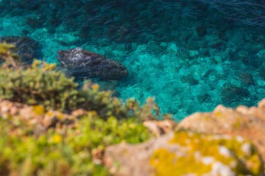 Muhteşem mavi deniz arka planı. Akdeniz, Malta, Avrupa. Güzellik dünyası